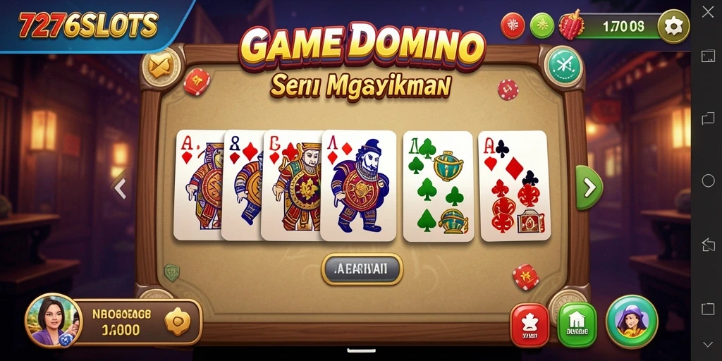 Tampilan gameplay memukau dari 7276SLOTS dengan elemen Domino.
