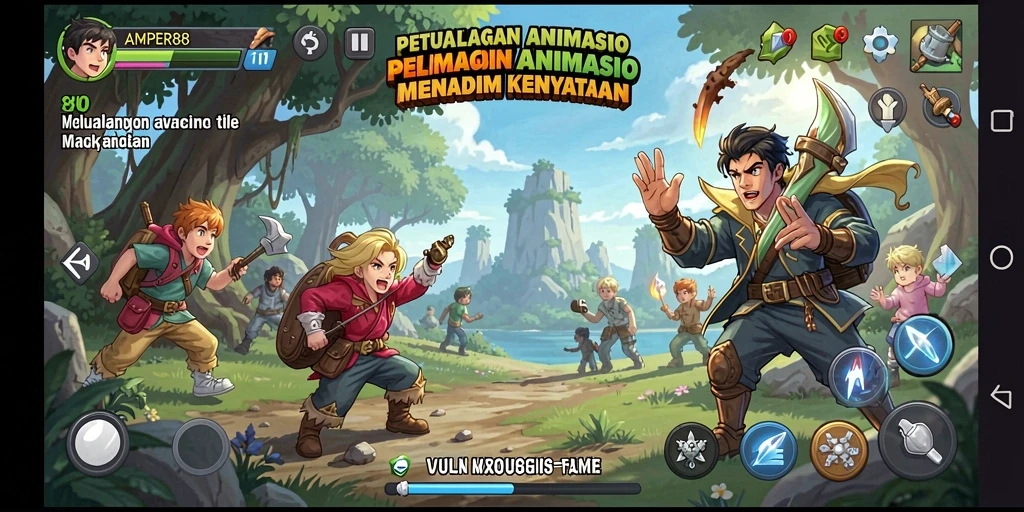 Gameplay seru yang penuh dengan karakter anime menarik.