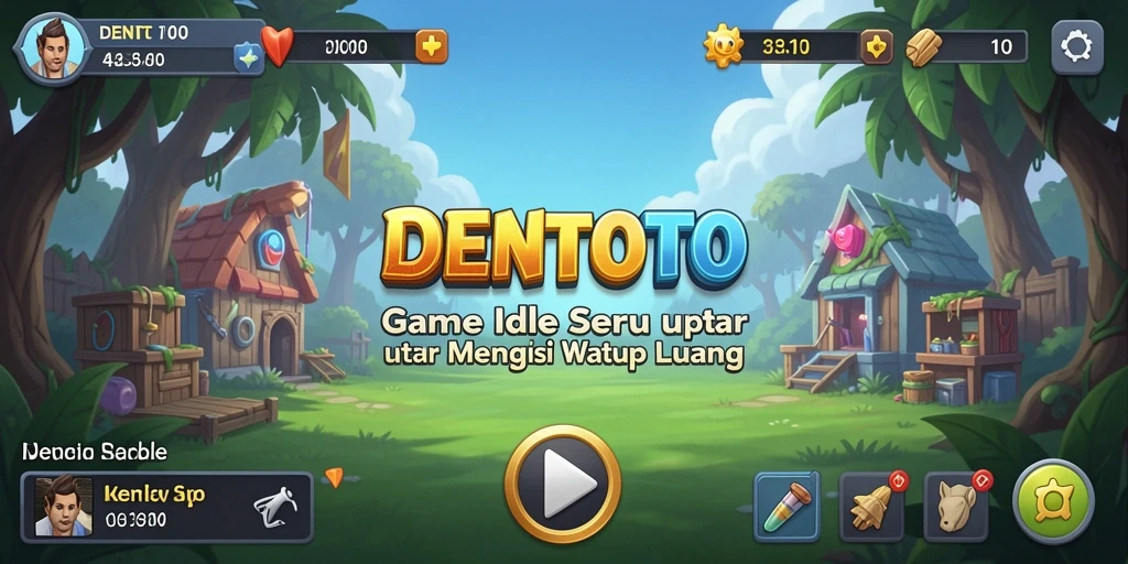 Screenshot DENTOTO menampilkan gameplay seru dengan berbagai karakter aktif.