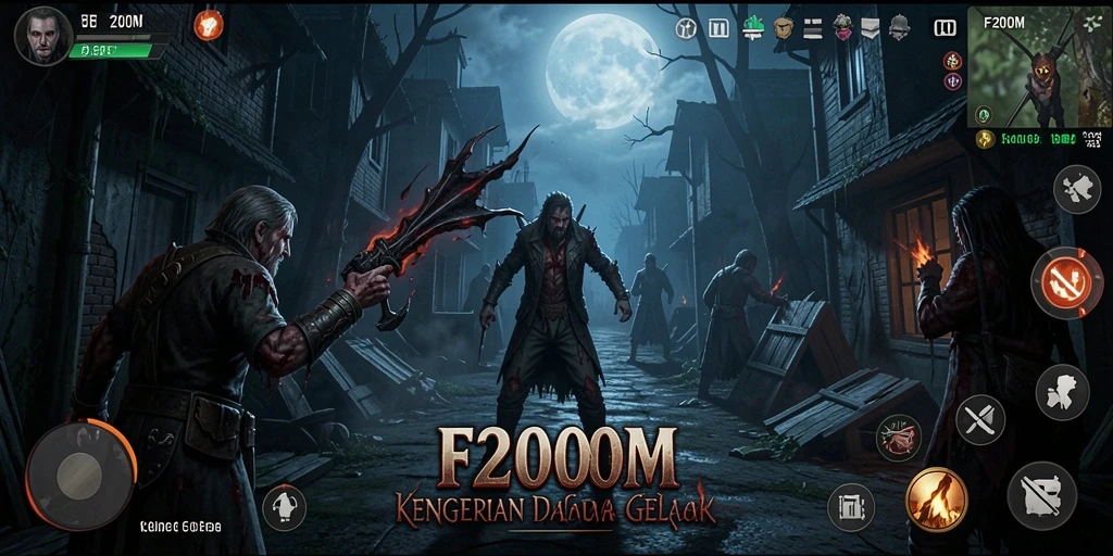 Tampilan gameplay menegangkan F200M dengan suasana angker.