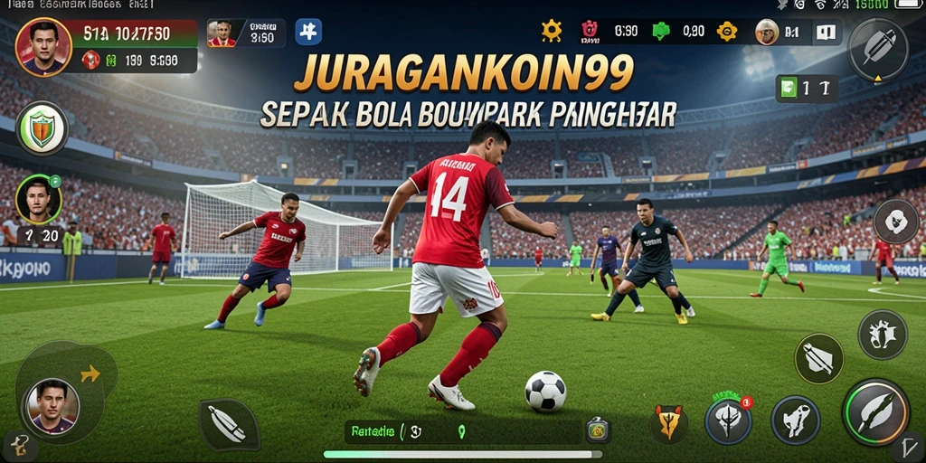 Screenshot menampilkan aksi intens dalam pertandingan sepak bola.