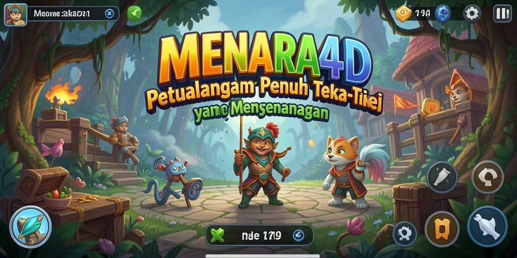 Tampilan gameplay MENARA4D dengan berbagai teka-teki menantang.