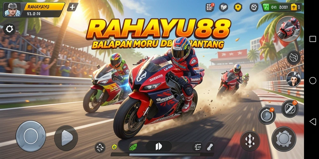 Tampilan gameplay RAHAYU88 yang mendebarkan saat balapan motor.