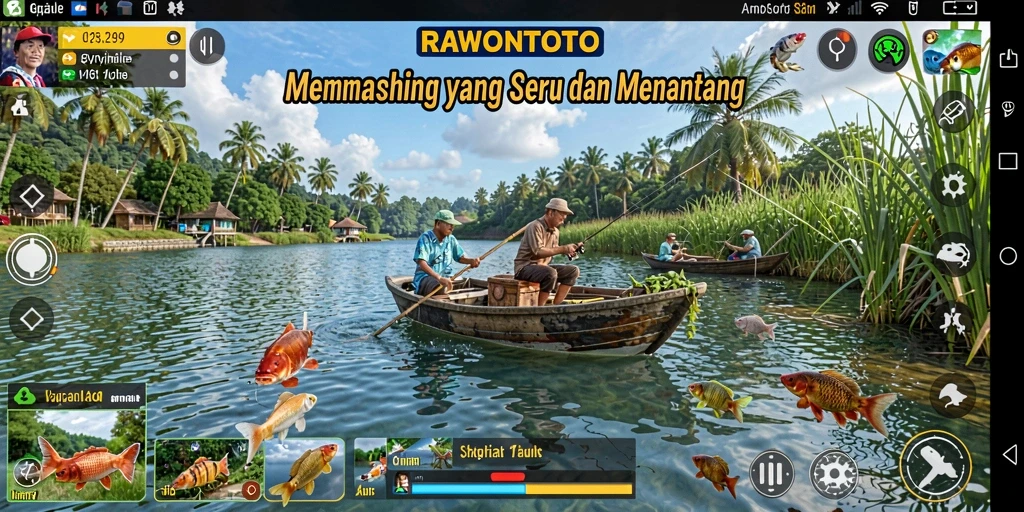 Tampilan gameplay RAWONTOTO yang menakjubkan dalam suasana memancing.