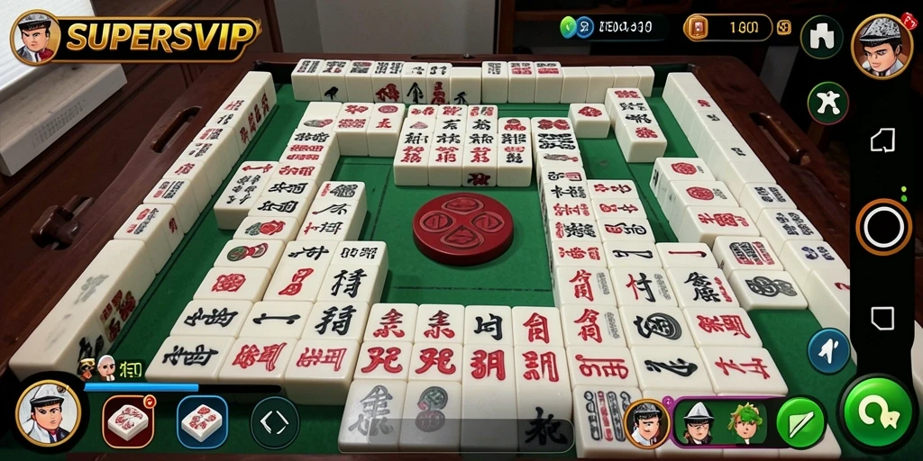 Tampilan gameplay <strong>SUPERSVIP</strong> dengan desain ubin Mahjong yang menarik.